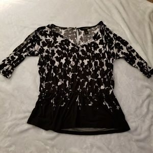 Black blue and white top